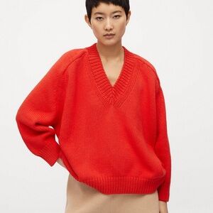 Babaa Bold Red V-Neck Sweater